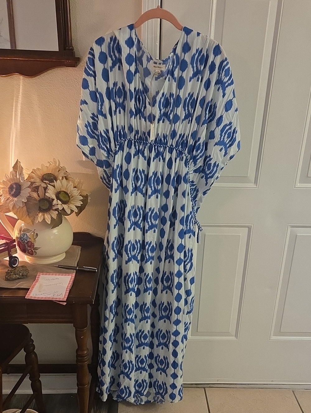 Cost Plus World Market Blue and White Maxi Dress